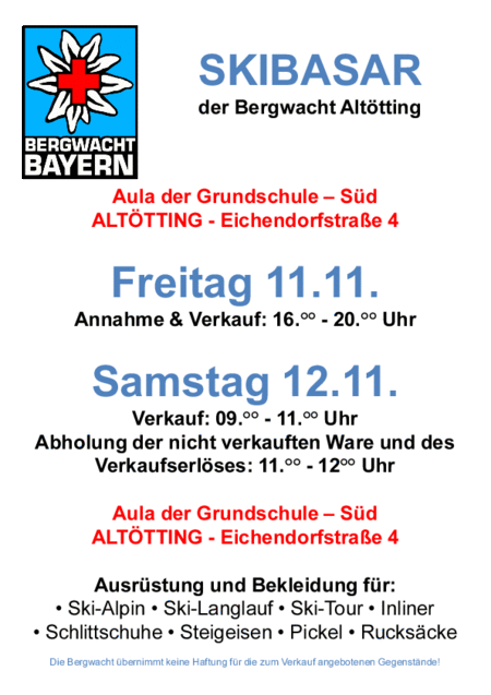 Skibasar Bergwacht BRK Altötting
