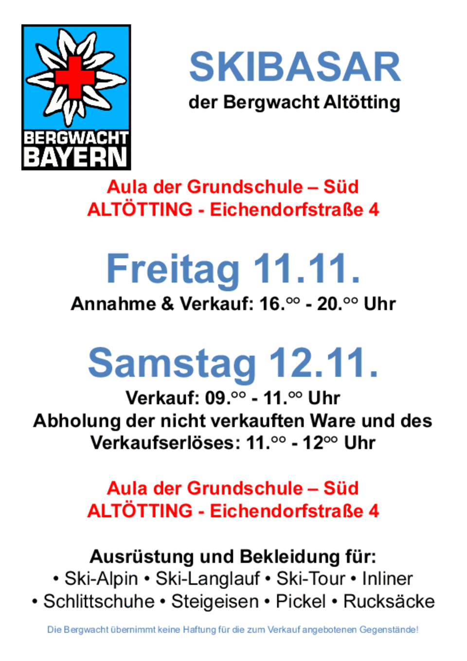 Skibasar Bergwacht BRK Altötting